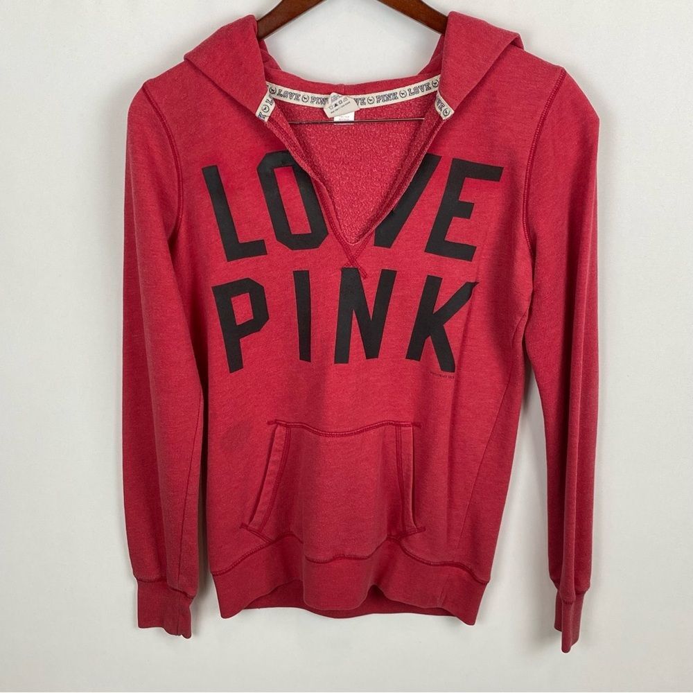 PINK V-Neck Hooded Sweatshirt‎